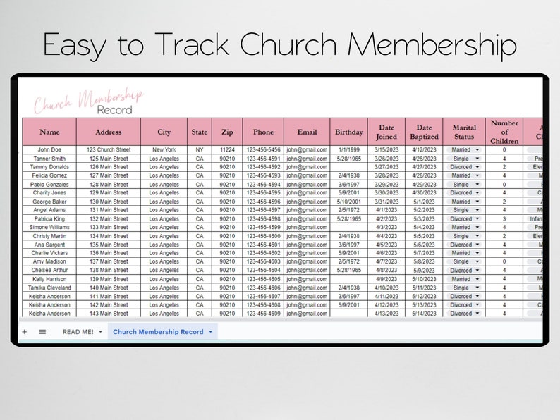 Essential Church Database Template Excel Sheets