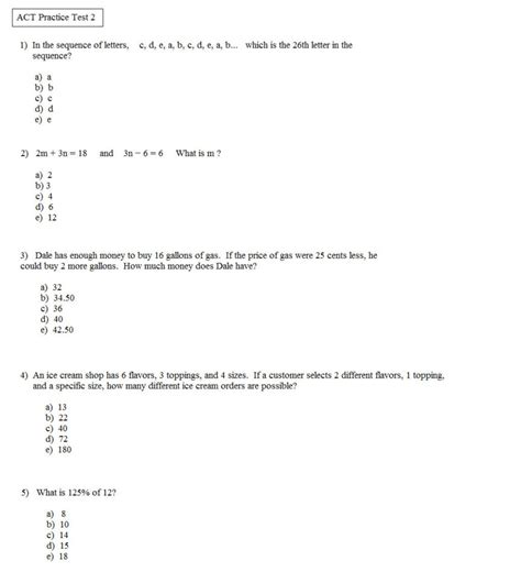 ACT practice questions