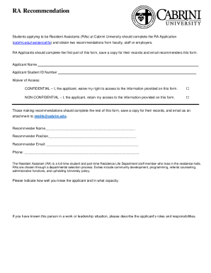 RA Application Requirements