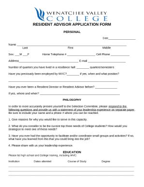 Resident Advisor Application