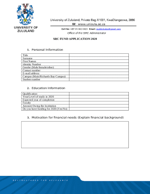 UNIZULU Required Documents Sample