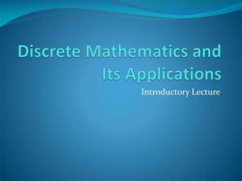 Applications of Discrete Mathematics