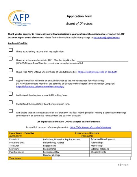 Board of Directors Application Template