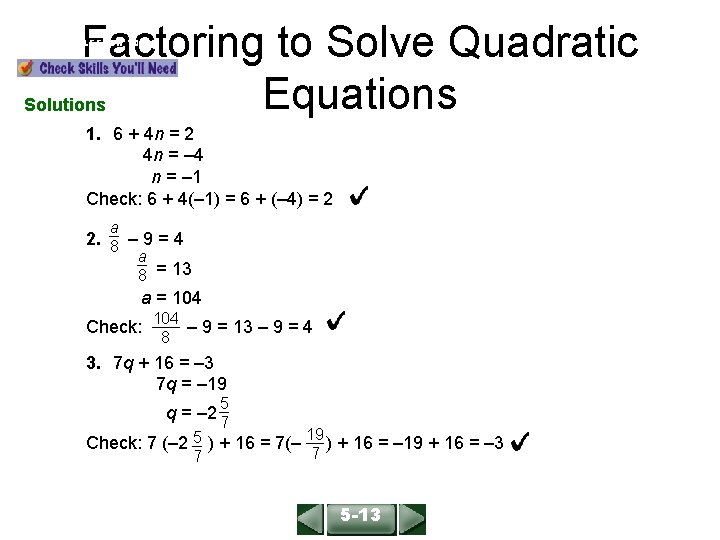 Check Solution Quadratic