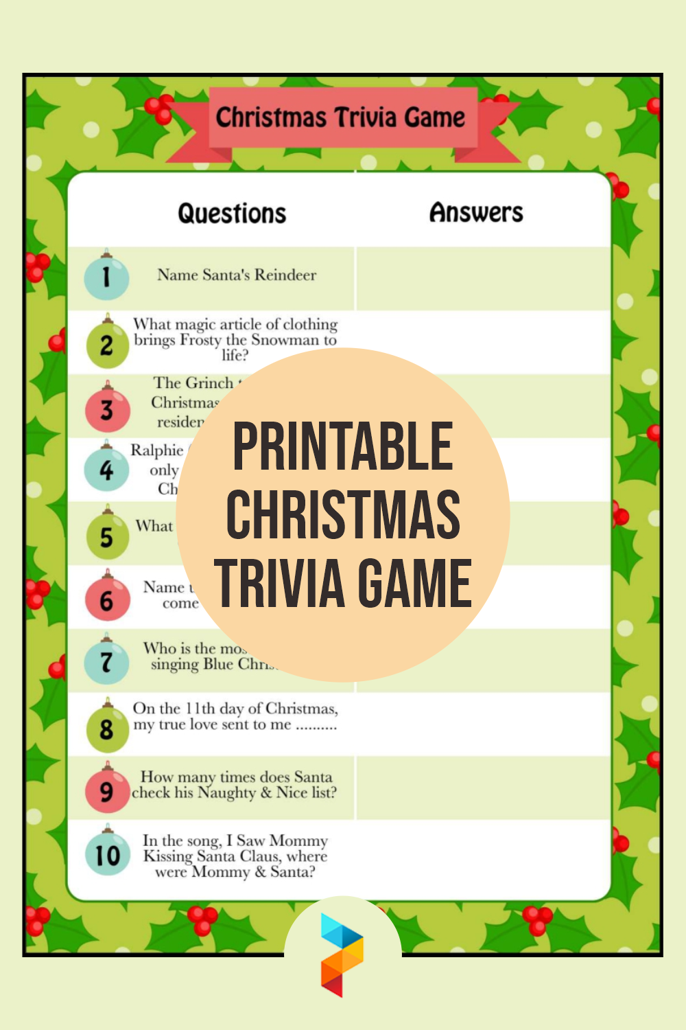 Christmas Trivia Questions And Answers Printable Free Cubot Net