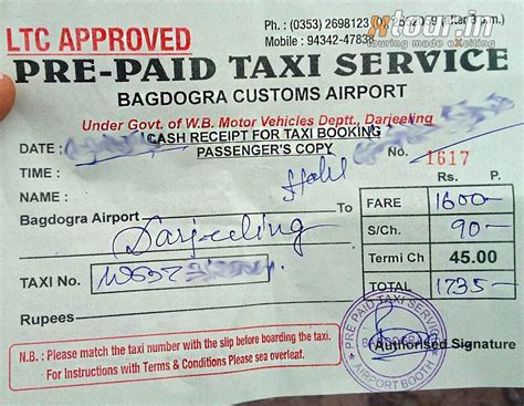 Cochin Airport Prepaid Taxi Sample