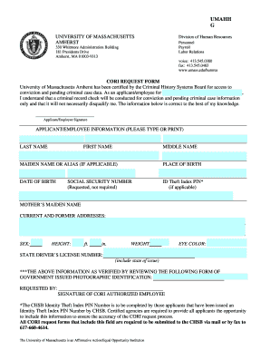 CORI Application Form Instructions