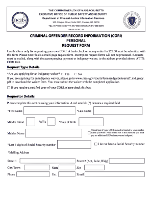 CORI Application Form Template