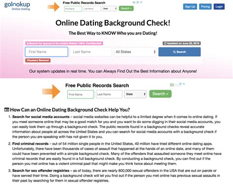 Dating background check