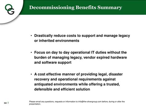 Decommissioning Benefits