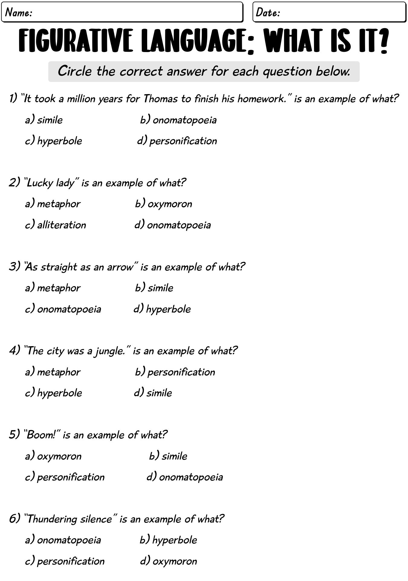 Figurative Language Activities