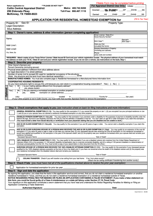 Homestead Exemption Form