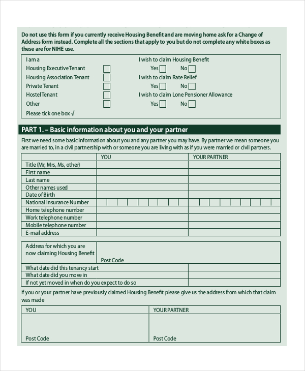 Housing Application Form