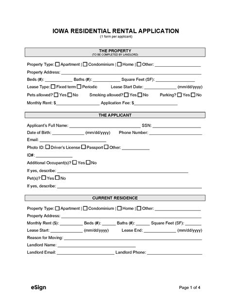 Iowa Rental Application Form Template And Requirements