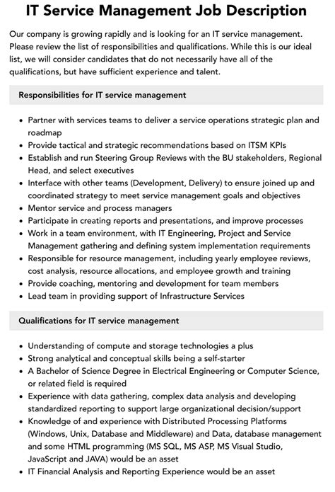 IT Service Management Jobs