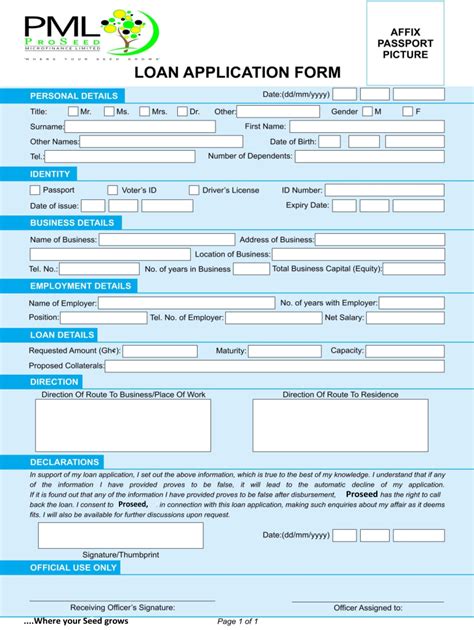 Loan Application Form Example