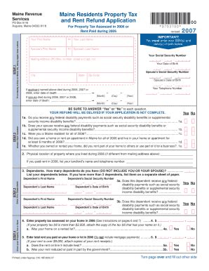 Maine Rent Refund Program Form