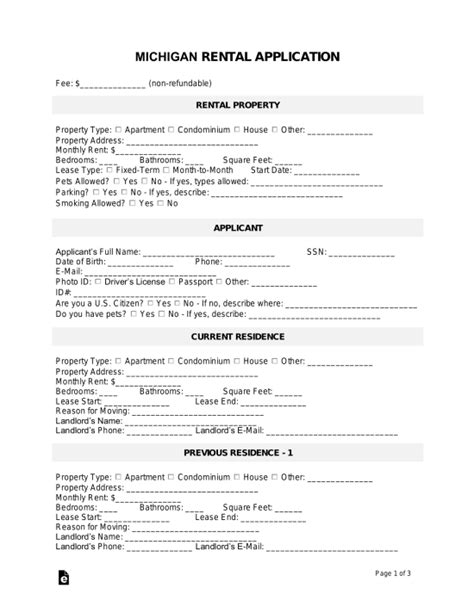 Michigan Rental Application Fees