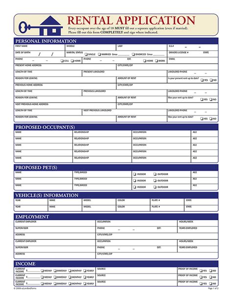 Online Rental Application Sample