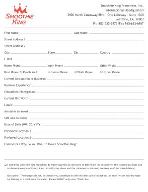 Smoothie King Job Application