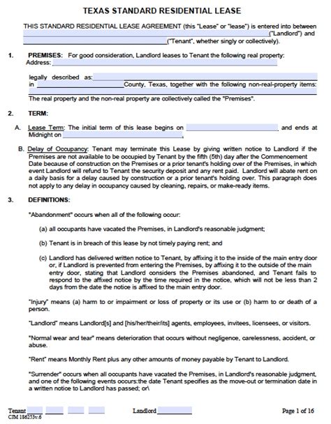 Texas Rental Agreement Templates