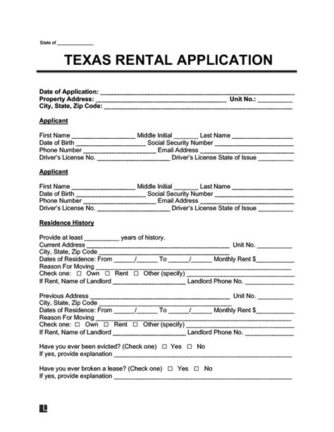 Texas Rental Application Forms