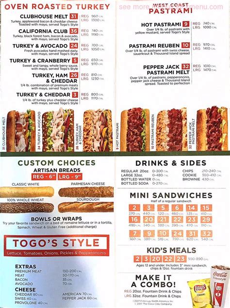 Togo's Menu