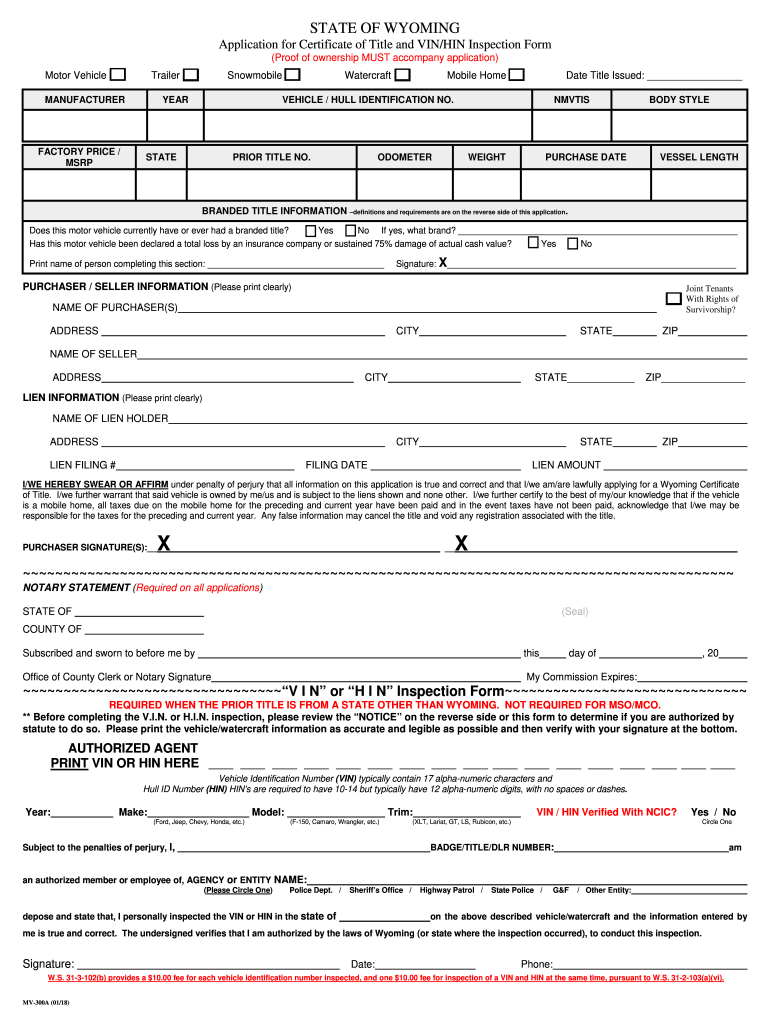 Wyoming Title Application Fee